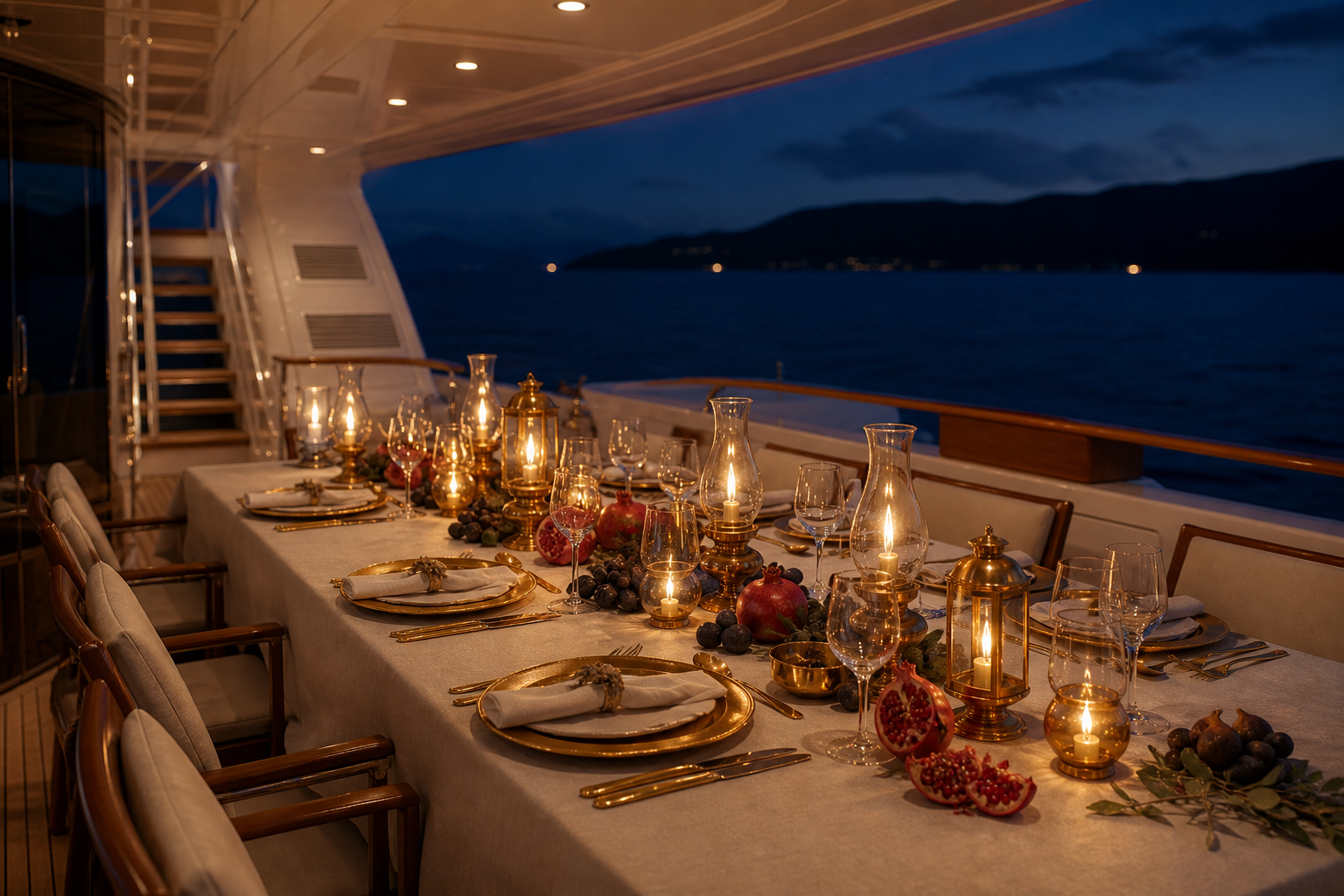 Egyptian Night table on deck.