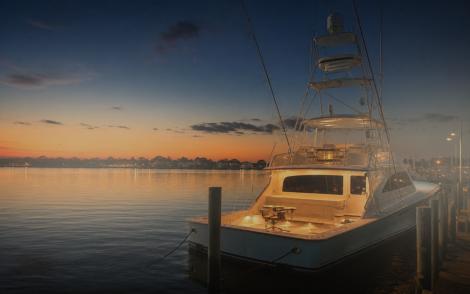 Boat lights in mist.
