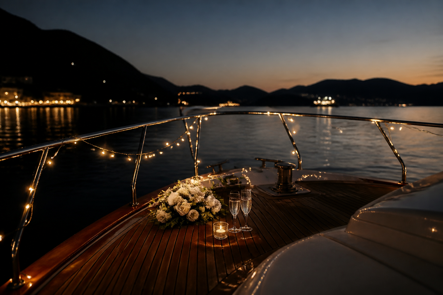 Twilight yacht at the dock.